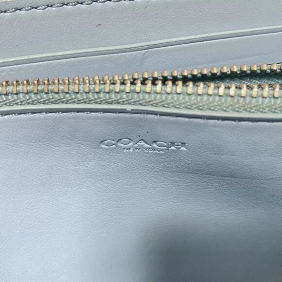 Auth COACH - F22808 Blue Green Leather Long Wallet - Picture 4 of 7